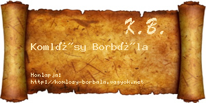 Komlósy Borbála névjegykártya
